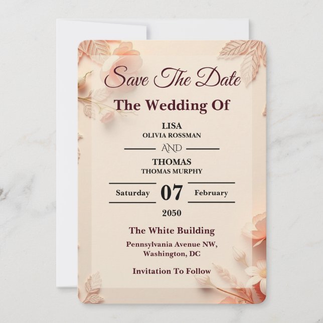 Scalloped Peach Pastel Wedding Save The Date (Vorderseite)