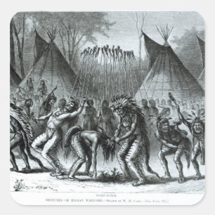 Scalp Dance aus "Skizzen des indischen Krieges" Quadratischer Aufkleber