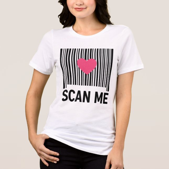 Scan Me - kreativer Strichcode mit Herzdesign Tri-Blend Shirt (Vorderseite)