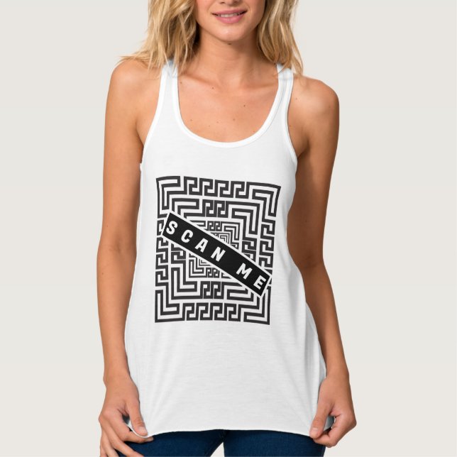 SCAN ME QR CODE SCHWARZ-WEISS ROMANTISCHE WEDD TANK TOP (Vorderseite)