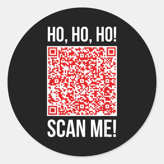 Scan Me! Qr Scan Me Joke Funny Santa Merry Christm Runder Aufkleber (Vorderseite)