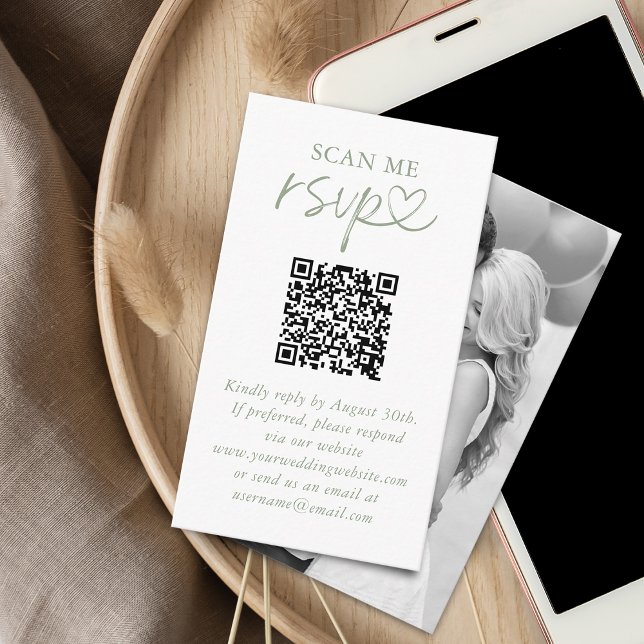 Scan Me Wedding RSVP QR Code Foto Begleitkarte (Scan Me Wedding RSVP QR Code Photo Enclosure Card)