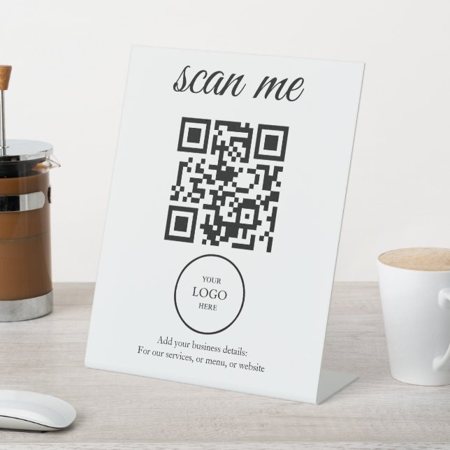 Scan Pay QR Code Business Table Tent Sign Sockelschild (In SItu)