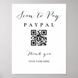Scan-Pay QR-Code-Zeichen für Hochzeitsurkunde Bar Poster