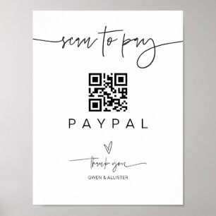 Scan-Pay QR-Code-Zeichen für Hochzeitsurkunde Bar Poster