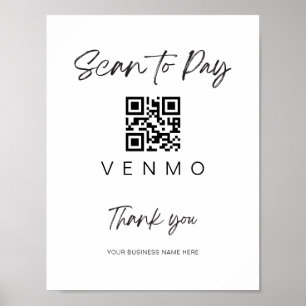 Scan Payment QR Code-Zeichen Hochzeitsgeschäft Bar Poster