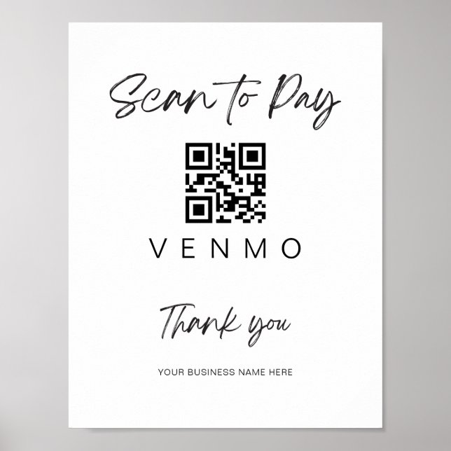Scan Payment QR Code-Zeichen Hochzeitsgeschäft Bar Poster (Vorne)