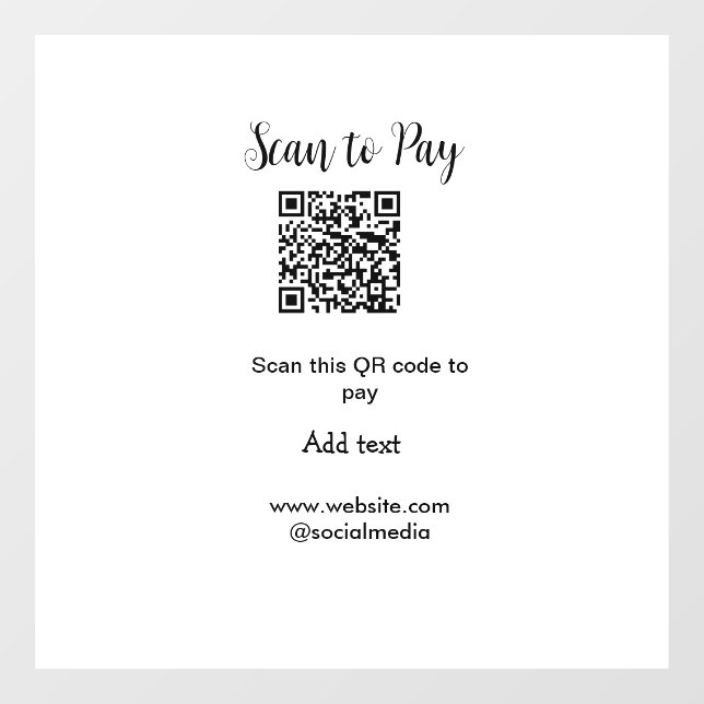 Scan-QR-Code bezahlen Fügen Sie E-Mail-Daten der W Fensteraufkleber (Blatt)