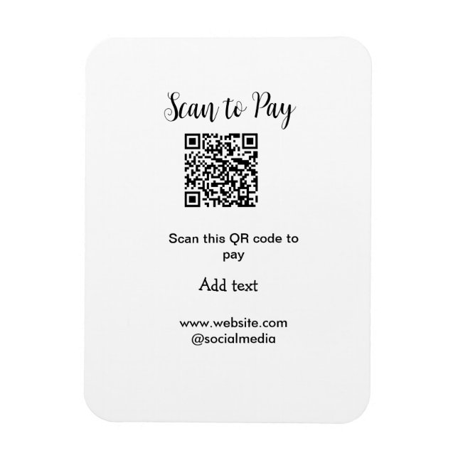 Scan-QR-Code bezahlen Fügen Sie E-Mail-Daten der W Magnet (Vertikal)