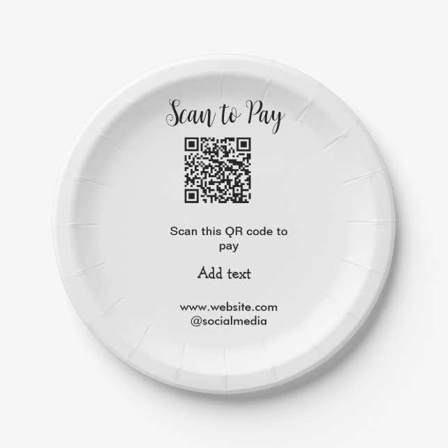 Scan-QR-Code bezahlen Fügen Sie E-Mail-Daten der W Pappteller (Vorderseite)