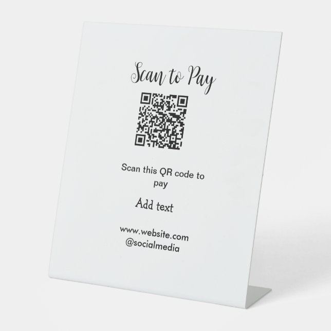 Scan-QR-Code bezahlen Fügen Sie E-Mail-Daten der W Sockelschild (Vorderseite)