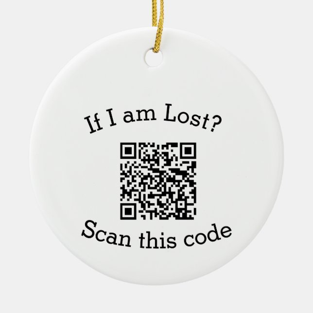 Scan QR code lost found me code pet  Keramik Ornament (Vorne)