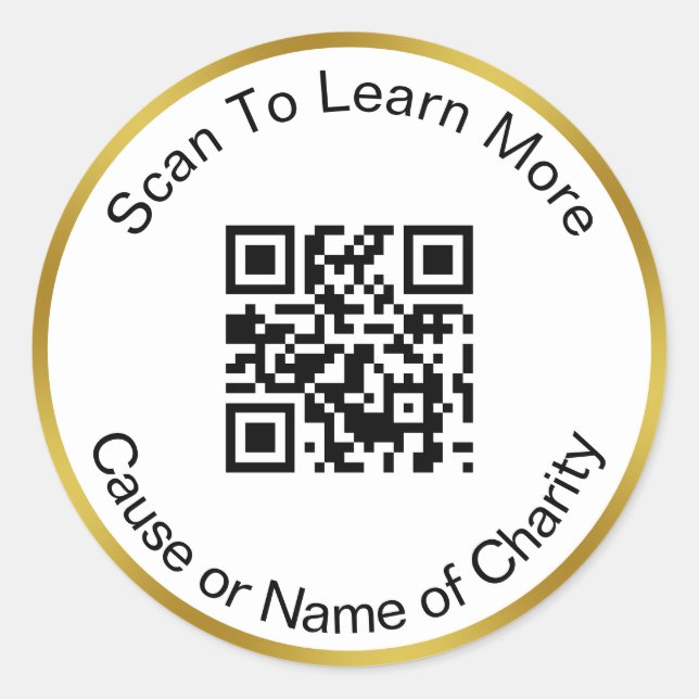 Scan QR Code To Learn More Cause Charity Gold Runder Aufkleber (Vorderseite)