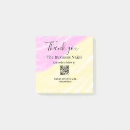 Scan QR to follow us thank you discount code pink Post-it Klebezettel