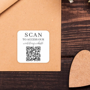 Scan to Access Wedding Website QR Code Quadratischer Aufkleber