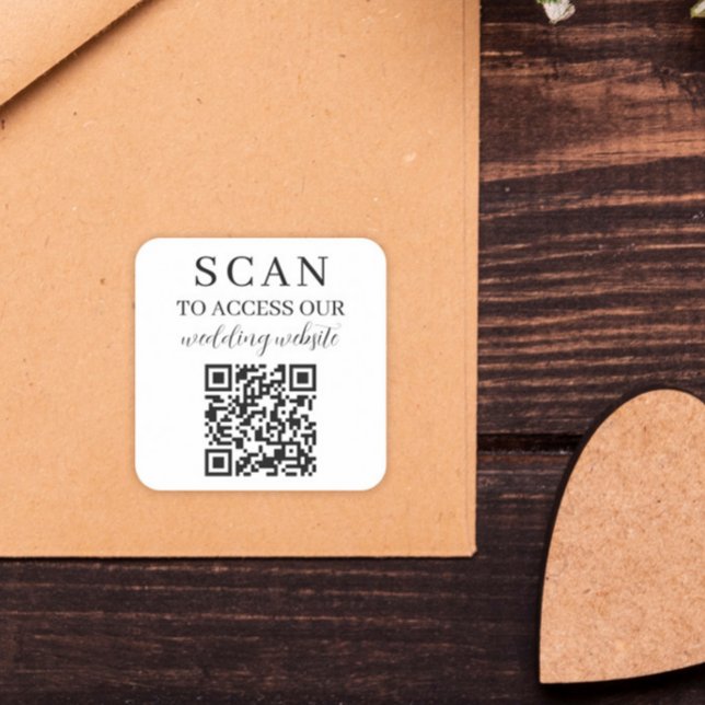 Scan to Access Wedding Website QR Code Quadratischer Aufkleber (Von Creator hochgeladen)