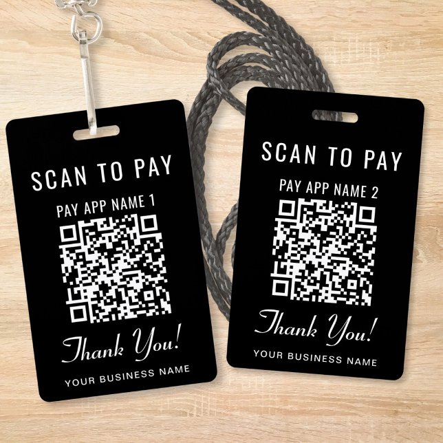 Scan to Pay 2 Payment QR Codes Black Ausweis (Scan to Pay 2 Payment QR Codes Social Media Badge)