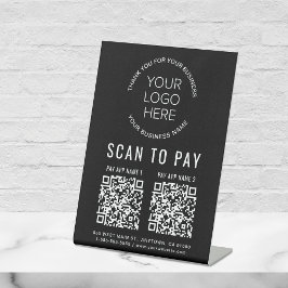 Scan to Pay 2 QR Codes Business-Logo schwarz Sockelschild