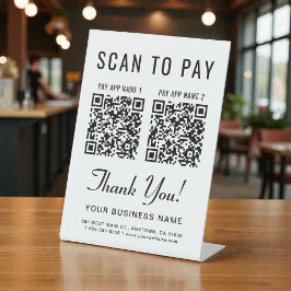Scan to Pay 2 QR Codes Tabletop Sockelschild
