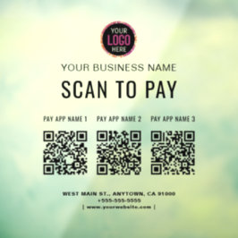 Scan to Pay 3 QR Codes - Business-Logo Fensteraufkleber