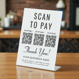 Scan to Pay 3 QR Codes Tabletop Sockelschild