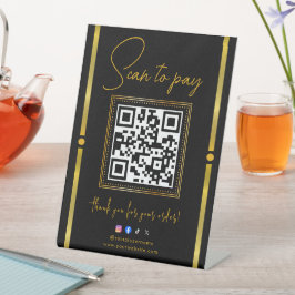 Scan to Pay Black & Gold Logo Payment QR Codes Sockelschild