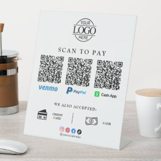 Scan To Pay Business Logo Qr Code Payment Sockelschild