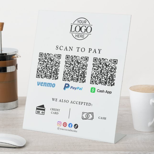 Scan To Pay Business Logo Qr Code Payment Sockelschild (In Situ)