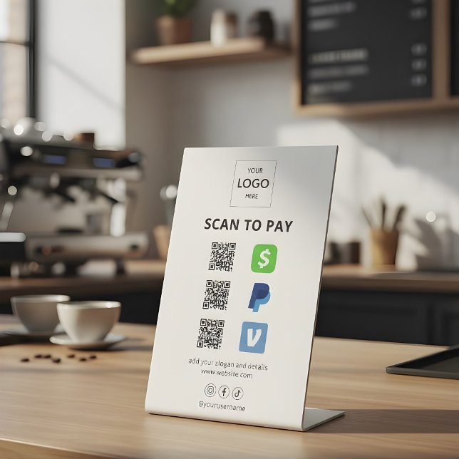Scan to Pay Business Logo Qr Code Pedestzeichen Sockelschild (Von Creator hochgeladen)