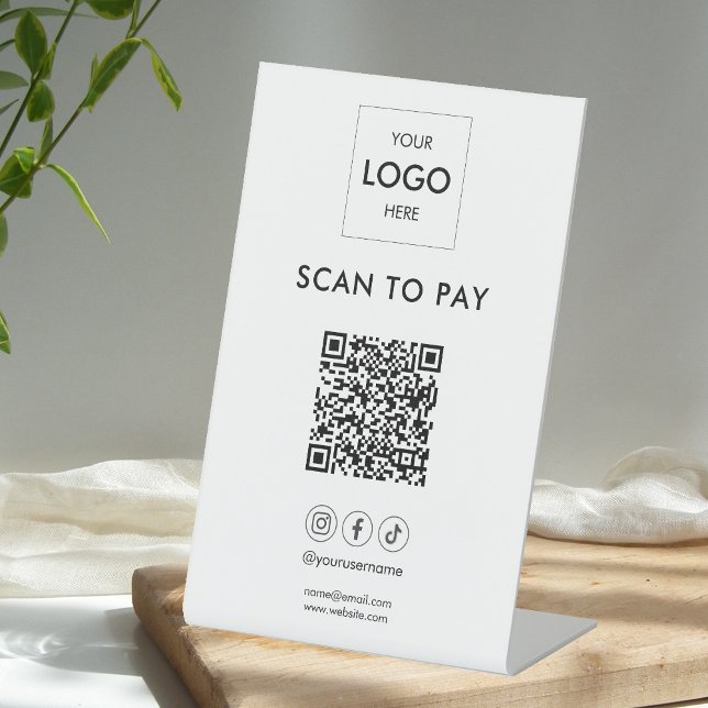 Scan to Pay Business Logo Qr Code Pedestzeichen Sockelschild (Von Creator hochgeladen)