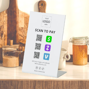 Scan to Pay Business Logo Qr Code Pedestzeichen Sockelschild