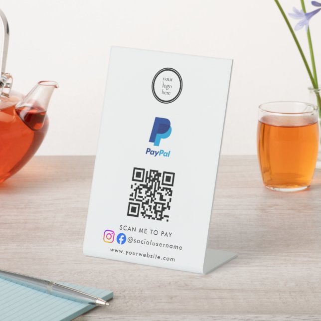Scan To Pay Business Logo Qr Code Sockelschild (In SItu)