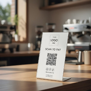 Scan To Pay Geschäft-Logo Qr Code Podest Schild