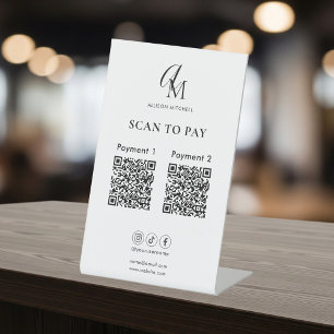 Scan To Pay Geschäft-QR-Code-Schriftzug Sockelschild