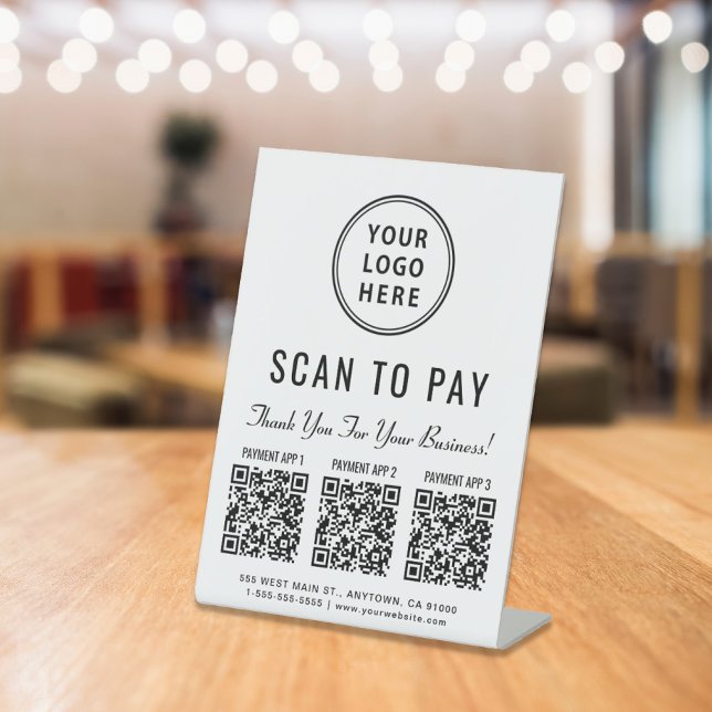 Scan to Pay Logo 3 Payment QR Codes Sockelschild (Von Creator hochgeladen)