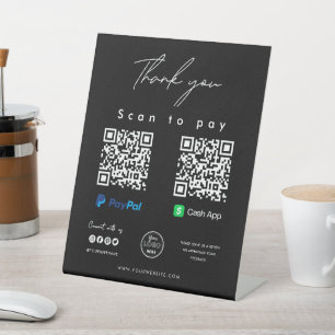 Scan to Pay Logo Paypal Cash App QR Code Vielen Da Sockelschild