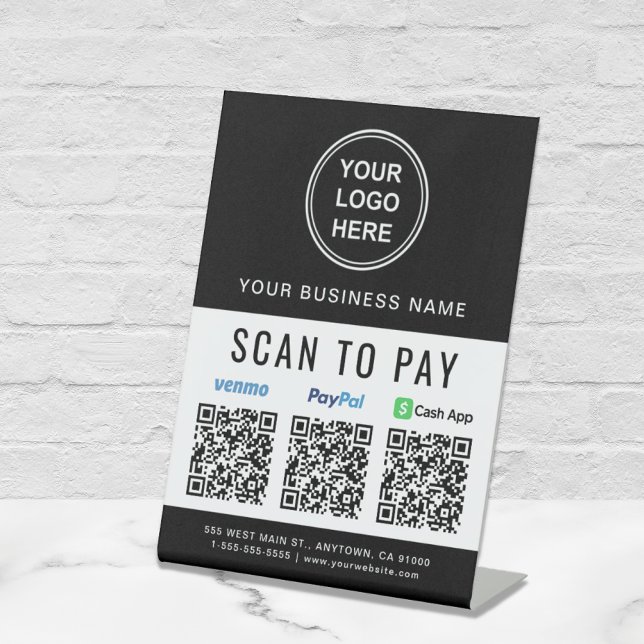 Scan to Pay Logo Paypal Venmo CashApp QR Codes Sockelschild (Von Creator hochgeladen)