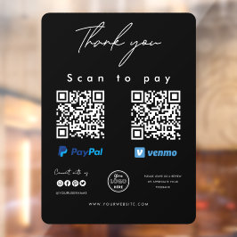 Scan to Pay Logo Paypal Venmo QR Code Vielen Dank Fensteraufkleber