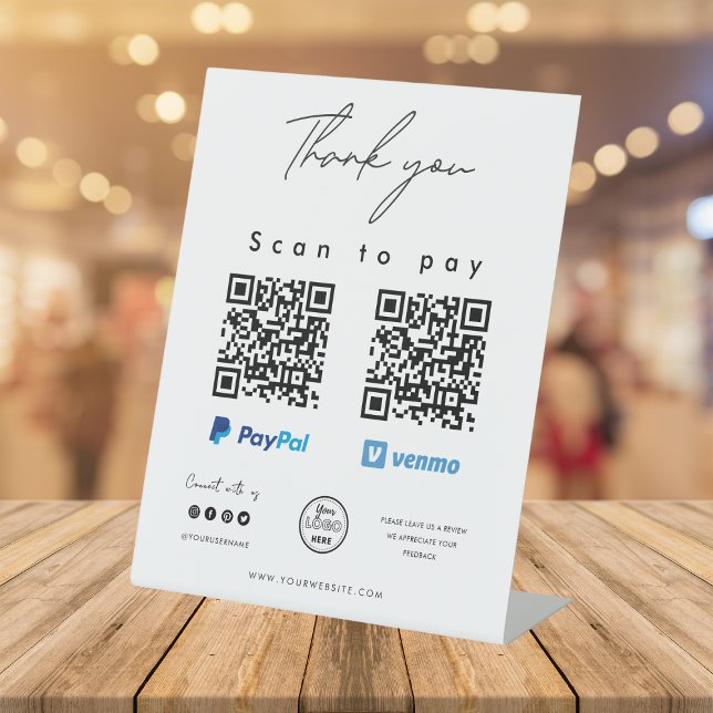 Scan to Pay Logo Paypal Venmo QR Code Vielen Dank Sockelschild (Von Creator hochgeladen)