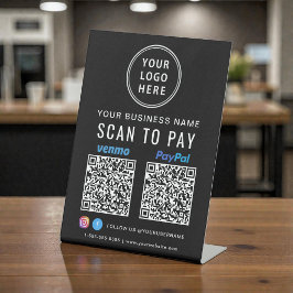Scan to Pay Logo Paypal Venmo QR Codes Black Sockelschild