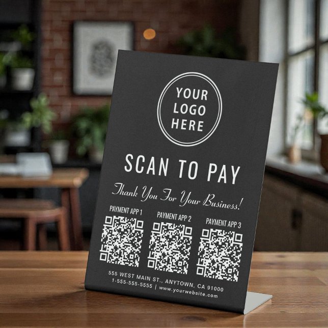 Scan to Pay Multi App QR Code Tabletop Sockelschild (Scan to Pay Multi App QR Code Tabletop Pedestal Sign)