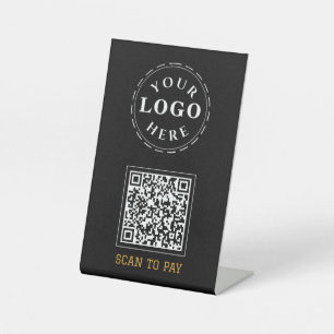 Scan to Pay Pedestal Sign mit QR Code & Logo Sockelschild