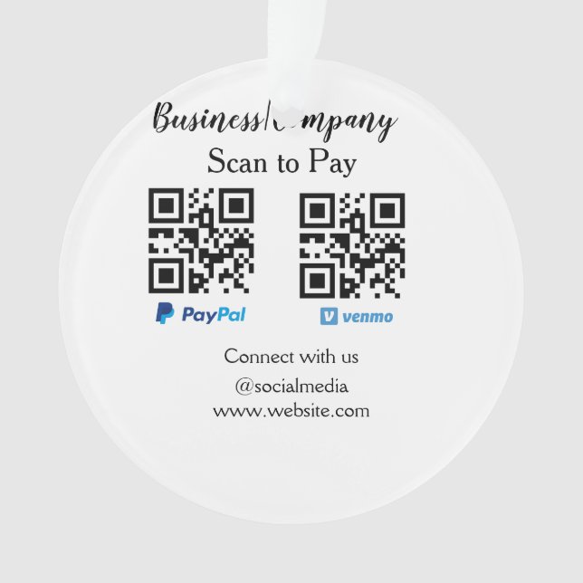 Scan to pay q r code paypal venmo add your website ornament (Vorderseite)