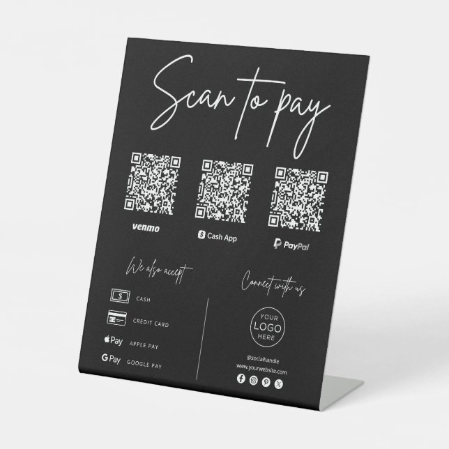 Scan To Pay QR Code Business Sockelschild (Vorderseite)