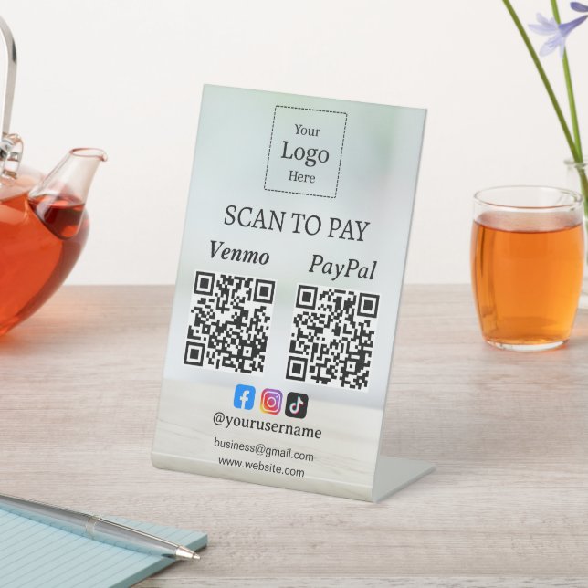 Scan To Pay QR Code Payment Business Table Tent  Sockelschild (In SItu)