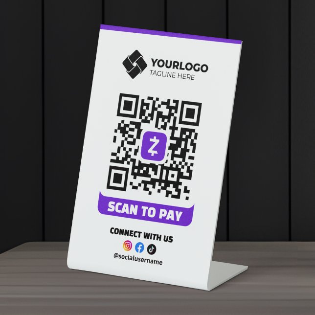 Scan to Pay QR Code Payment Zelle Logo Sockelschild (Von Creator hochgeladen)