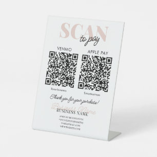Scan to Pay QR Code Pink Script Mobile Payment Sockelschild