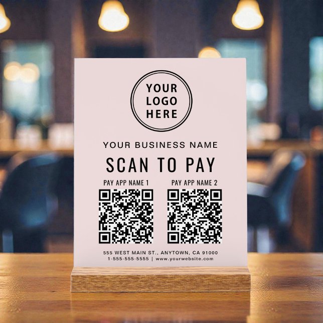 Scan to Pay QR Code Pink Tabletop Acrylschild (Scan to Pay QR Code Pink Tabletop Acrylic Sign)