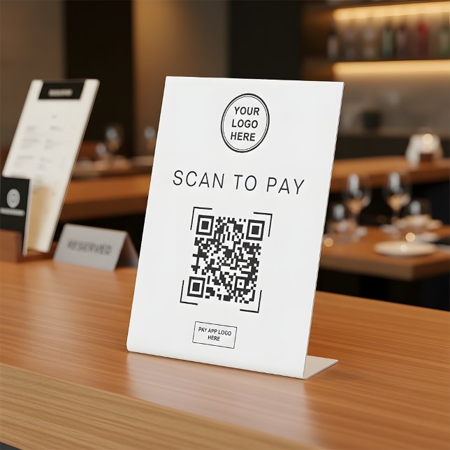 Scan to Pay QR Code Table Sign | Digital Payment Sockelschild (Von Creator hochgeladen)