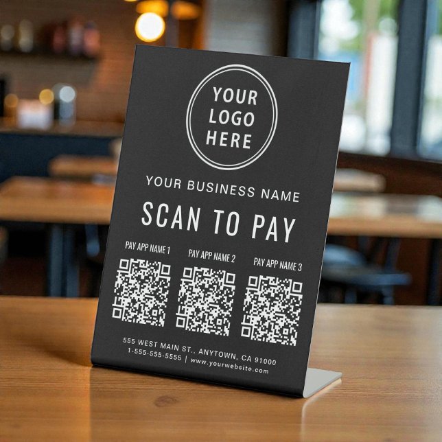 Scan to Pay QR Codes Tabletop Sockelschild (Scan to Pay QR Codes Tabletop Pedestal Sign)